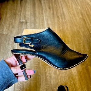 Coach Peep-toe Leather Heels Accented with Studs